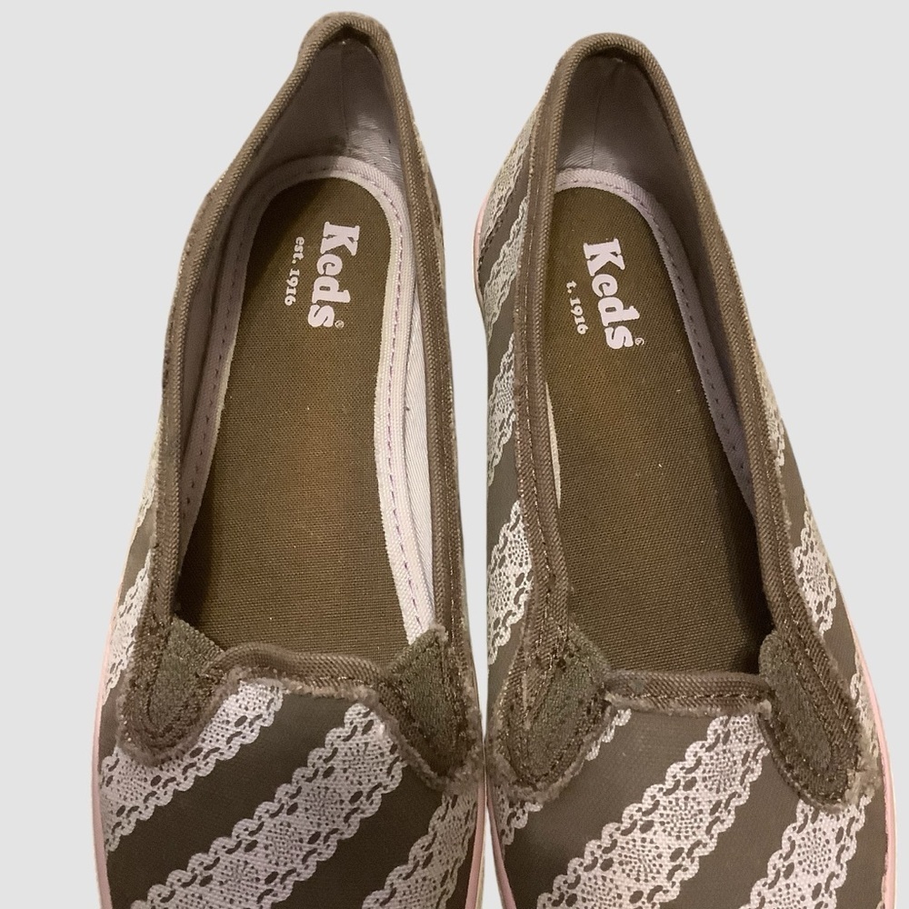 Keds Brown and Pink Flats with Striped Lace Print Design/ Size 6.5 - Picture 12 of 13